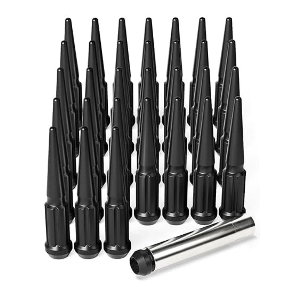 RASE Tire and Auto LLC 14x1.5 Lug Nuts Black 32 Piece, M14x1.5 Spike Lug Nuts Wheel Accessories Compatible with Chevy Ram Ford GMC