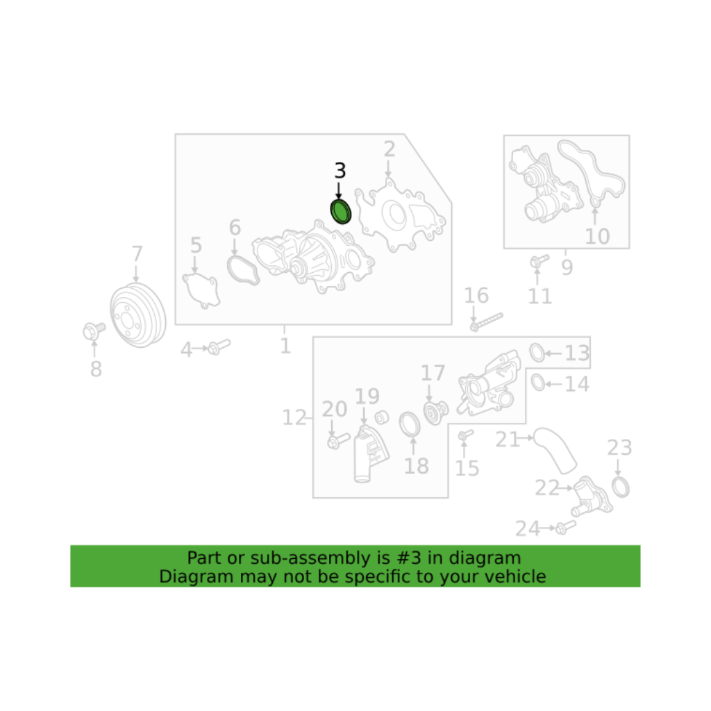 RASE Tire and Auto LLC 1x Water Pump O-Ring - Ford (BR3Z-8527-A)