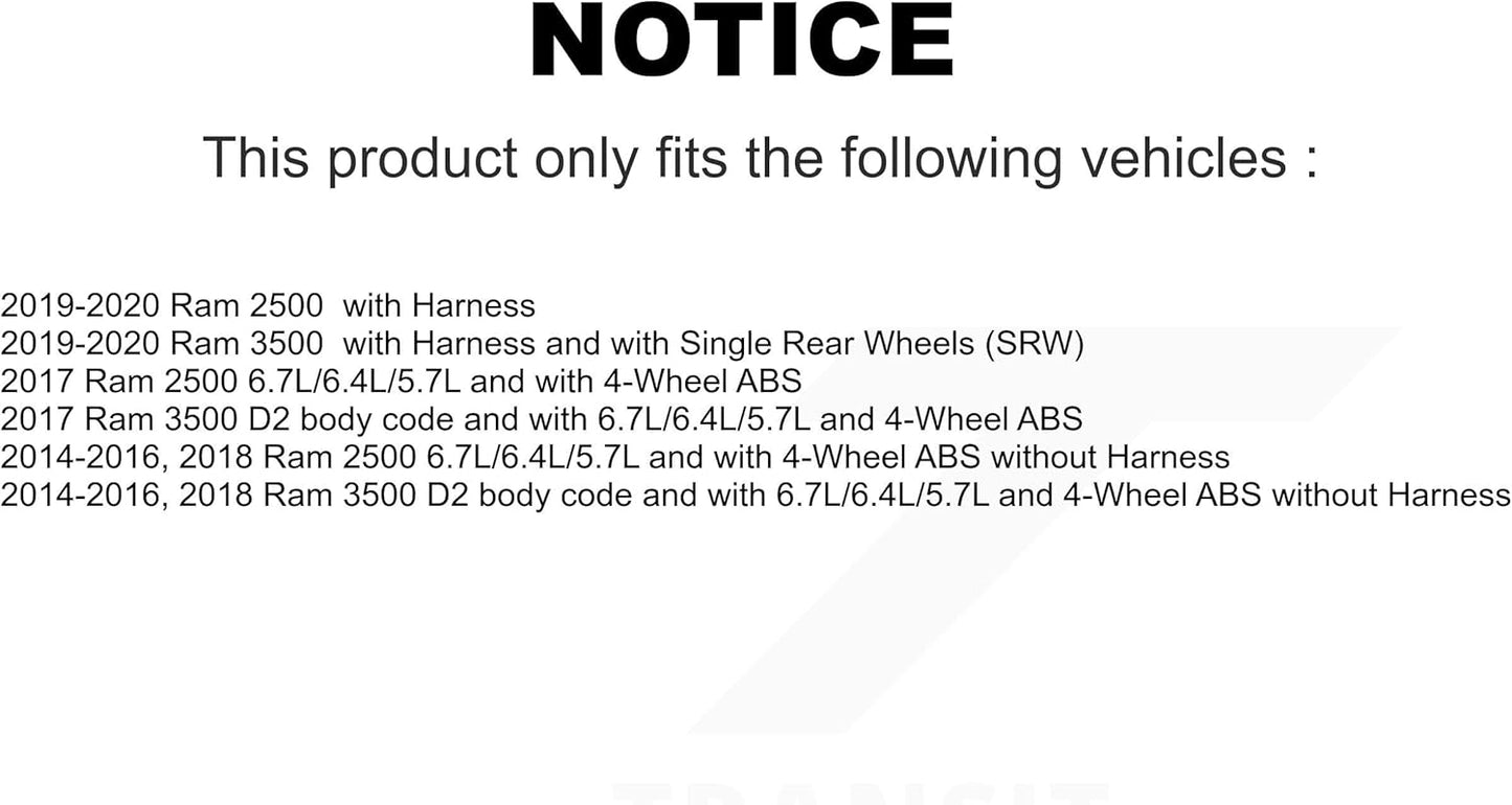 RASE Tire and Auto LLC 2014-18 Dodge Ram ABS Wheel Speed Sensor 2ABS3026