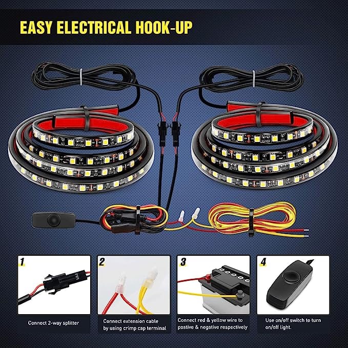 RASE Tire and Auto LLC 2PCS 60 Inch 180 LEDs Bed Strip Kit with Waterproof on/Off Switch