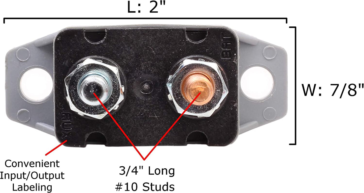 RASE Tire and Auto LLC 30A 12V Type 1 Automatic Reset Circuit Breaker with Cover