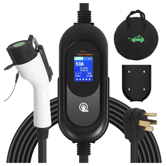 RASE Tire and Auto LLC  50 Amp Electric Vehicle Charger Level 2 Portable EV Charging Station with 25 FT Cord Super Fast Car Charging Station, NEMA14-50 with SAE J1772,  Indoor/Outdoor