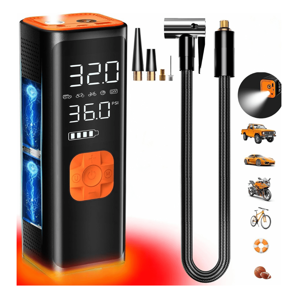 RASE Tire and Auto LLC  Car Tire Inflator Portable Air Compressor, 12V DC Air Pump for Car Tires, 150PSI Portable Car Tire Inflator with Pressure Gauge/LED Light, 20000MAH