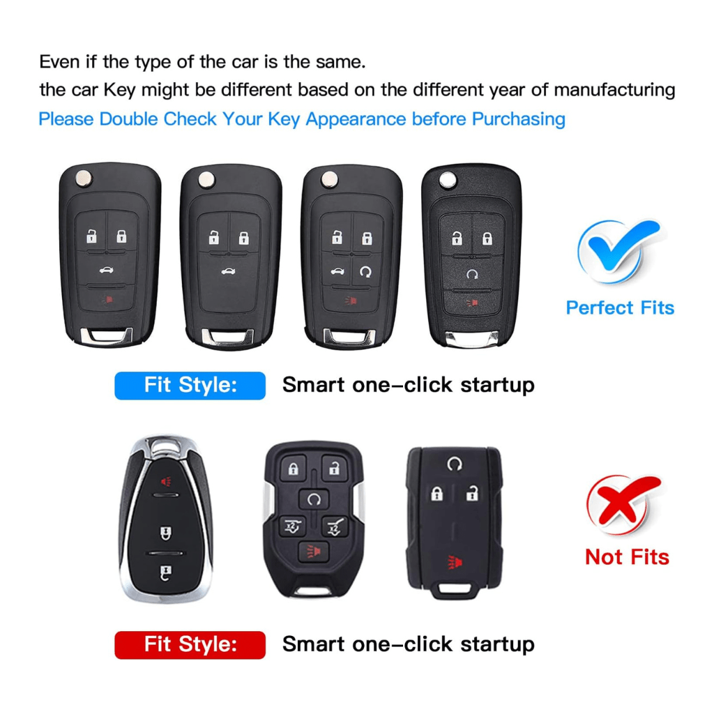 RASE Tire and Auto LLC Chevy Key Fob Cover with Keychain for Chevrolet Malibu Cruze Camaro Volt Equinox Sonic Impala Buick Regal Encore