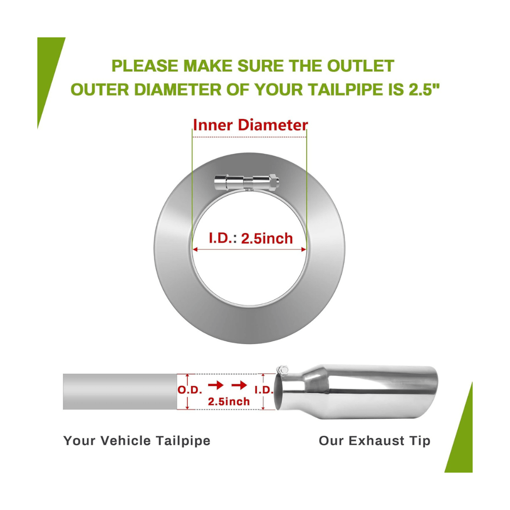 RASE Tire and Auto LLC Chrome-plated stainless steel 2.5 Inch Inlet Exhaust Tip