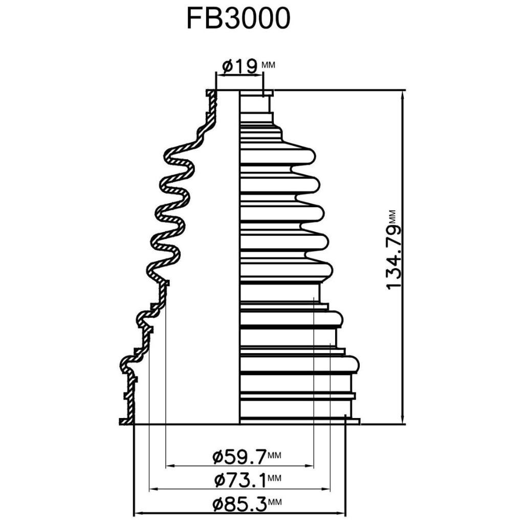RASE Tire and Auto LLC FB3000 Small Shaft Universal CV Boot
