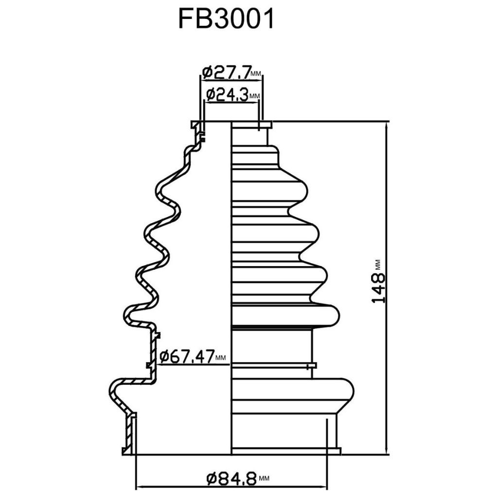 RASE Tire and Auto LLC FB3001 Large Shaft Universal CV Boot