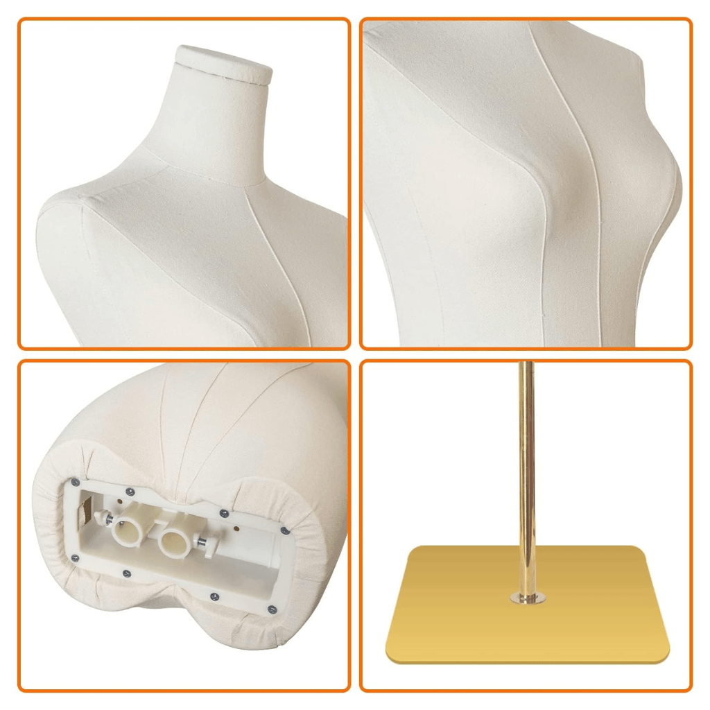 RASE Tire and Auto LLC Female Mannequin Torso Women Dress Forms High Stability Gold Metal Stand