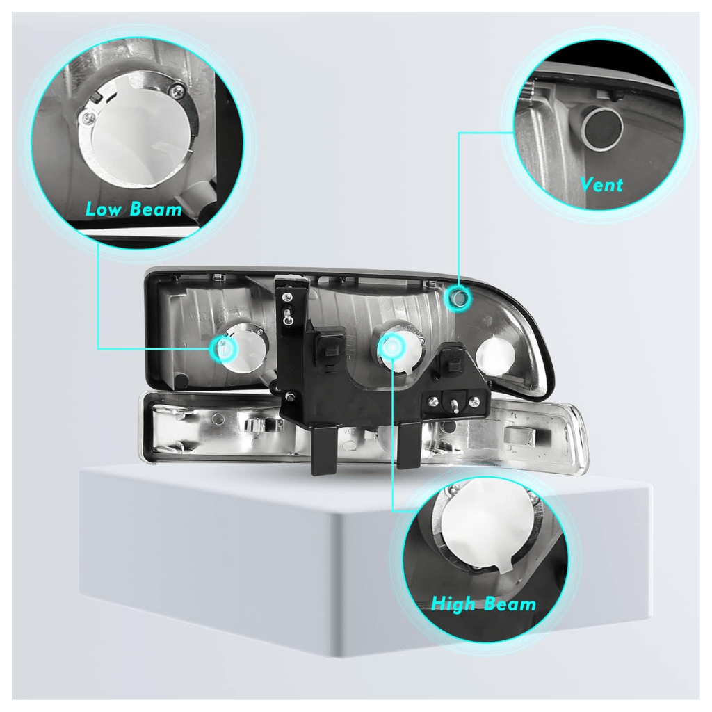 RASE Tire and Auto LLC Headlights Chevy Blazer 1998-2005 | Chevy S10 Pickup 1998-2004 w/o Bulbs