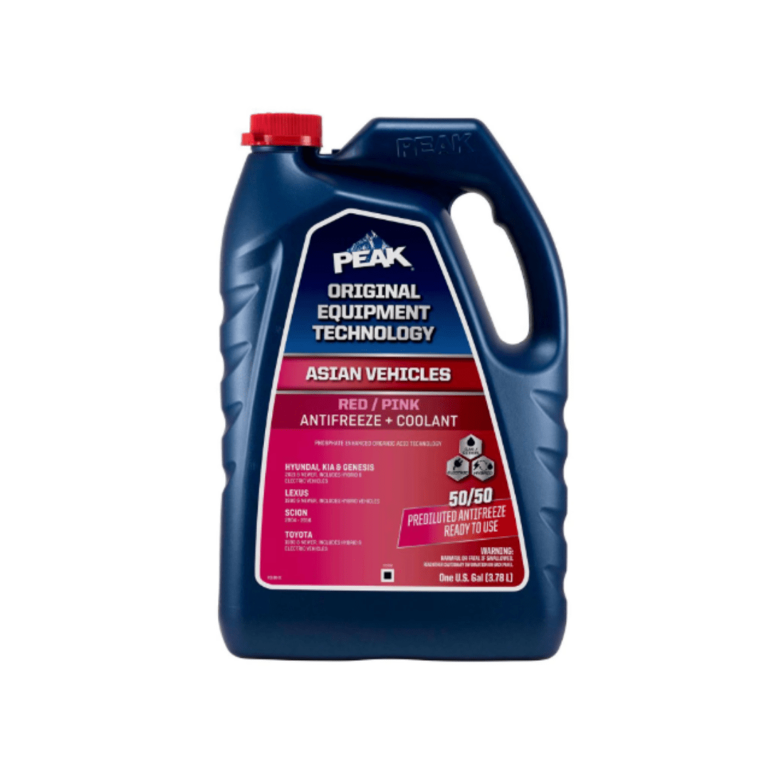 RASE Tire and Auto LLC PEAK Original Equipment Technology Asian Vehicles Red, Pink Antifreeze and Coolant 50/50 prediluted