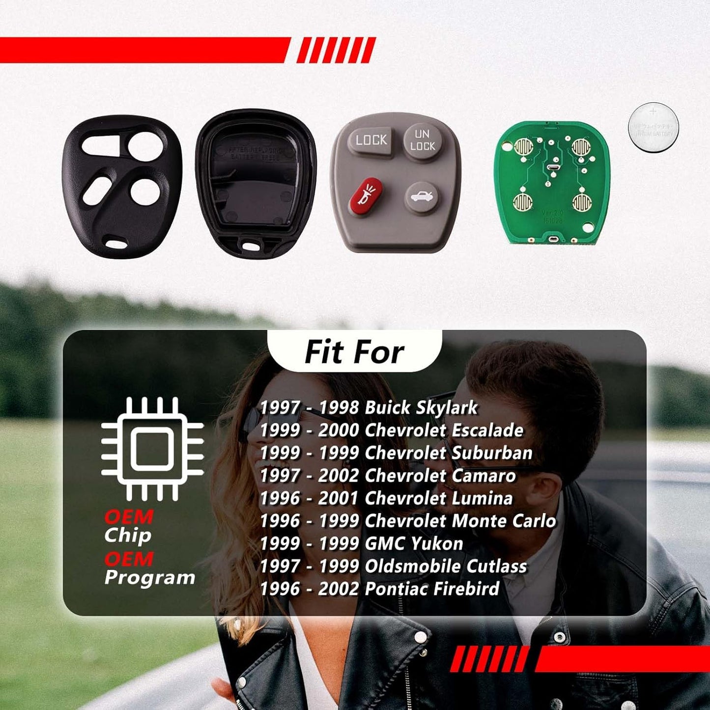 RASE Tire and Auto LLC Replacement for 1999 2000 2001 2002 Buick Skylark Chevrolet GMC Oldsmobile Pontiac Key Fob Remote Control AB01502T 4 Buttons 315MHz