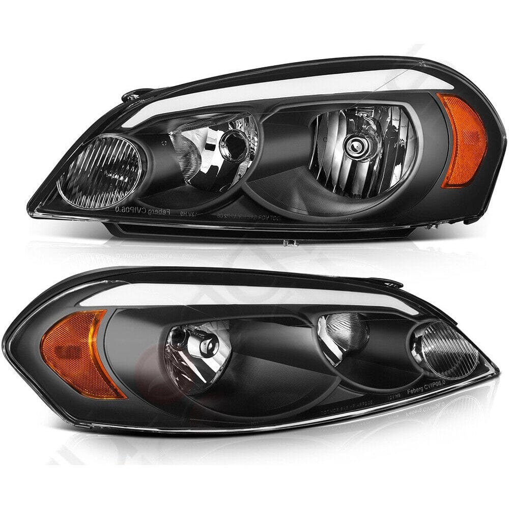 RASE Tire and Auto LLC 2006-2013 Chevrolet Impala Headlights Black Housing Headlamp Corner LED Pair