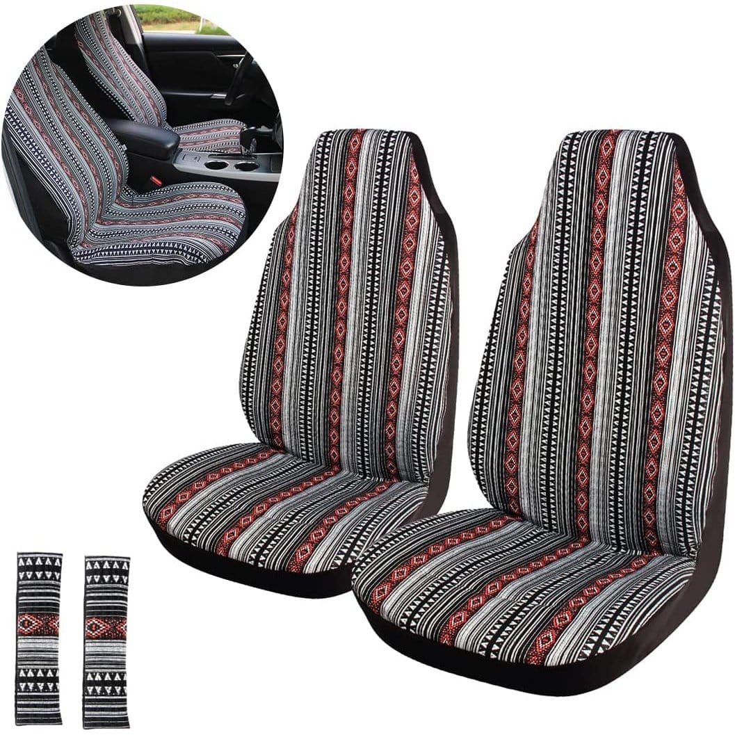 RASE Tire and Auto LLC Multi Color - Black w r Bojo 2pc Front Seat Covers and 2pc Seat Belt Protectors