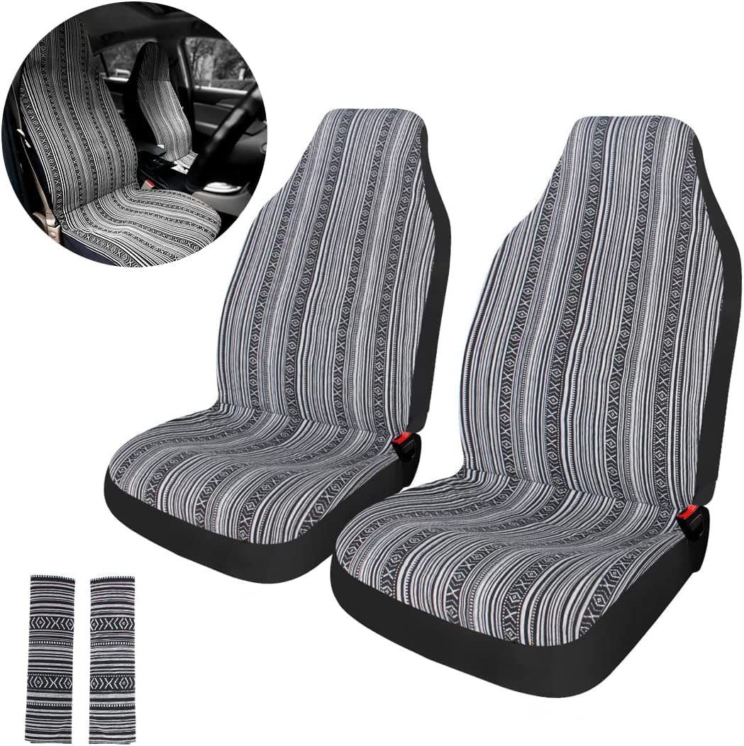 RASE Tire and Auto LLC Multi Color - Purple Bojo 2pc Front Seat Covers and 2pc Seat Belt Protectors