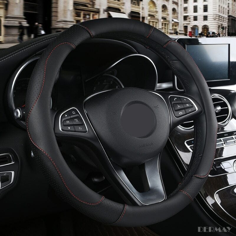 RASE Tire and Auto LLC Universal Black Steering Wheel Cover fits Most Cars Diameter of 14.5-15'' Breathable