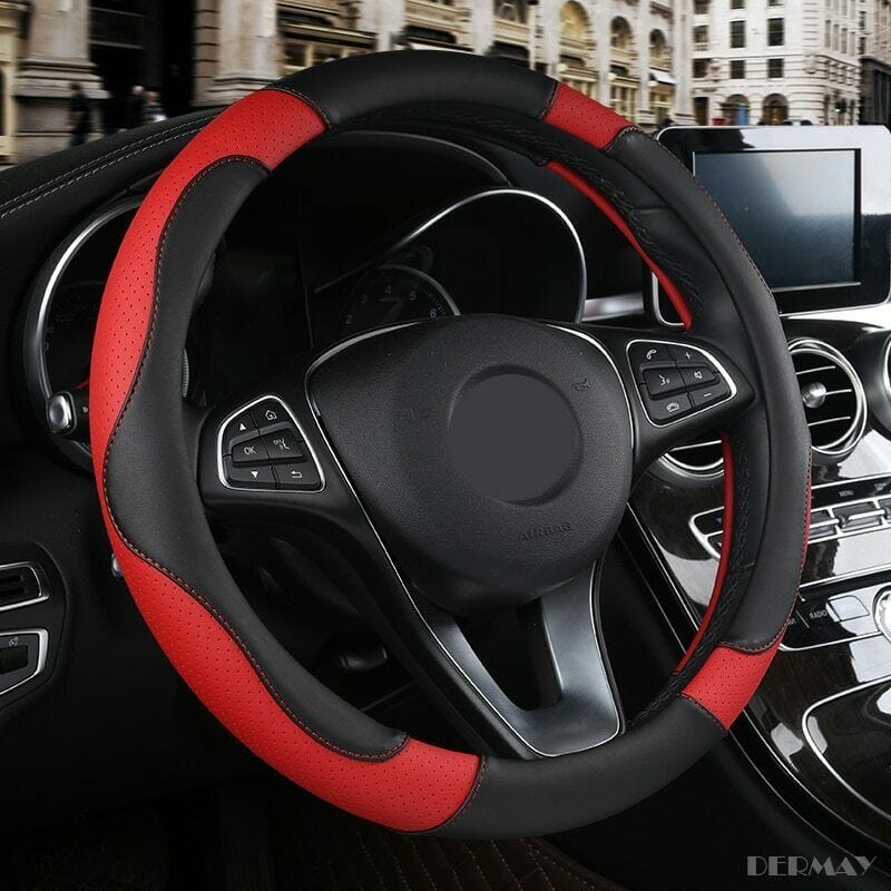 RASE Tire and Auto LLC Universal Black Steering Wheel Cover fits Most Cars Diameter of 14.5-15'' Breathable