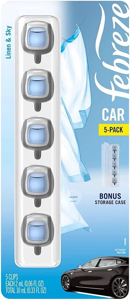 Febreze Car Air Freshener, Set of 5 Clips - up to 150 Days