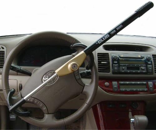 The Club 3100 Twin Hooks Steering Wheel Lock, Black/Gold