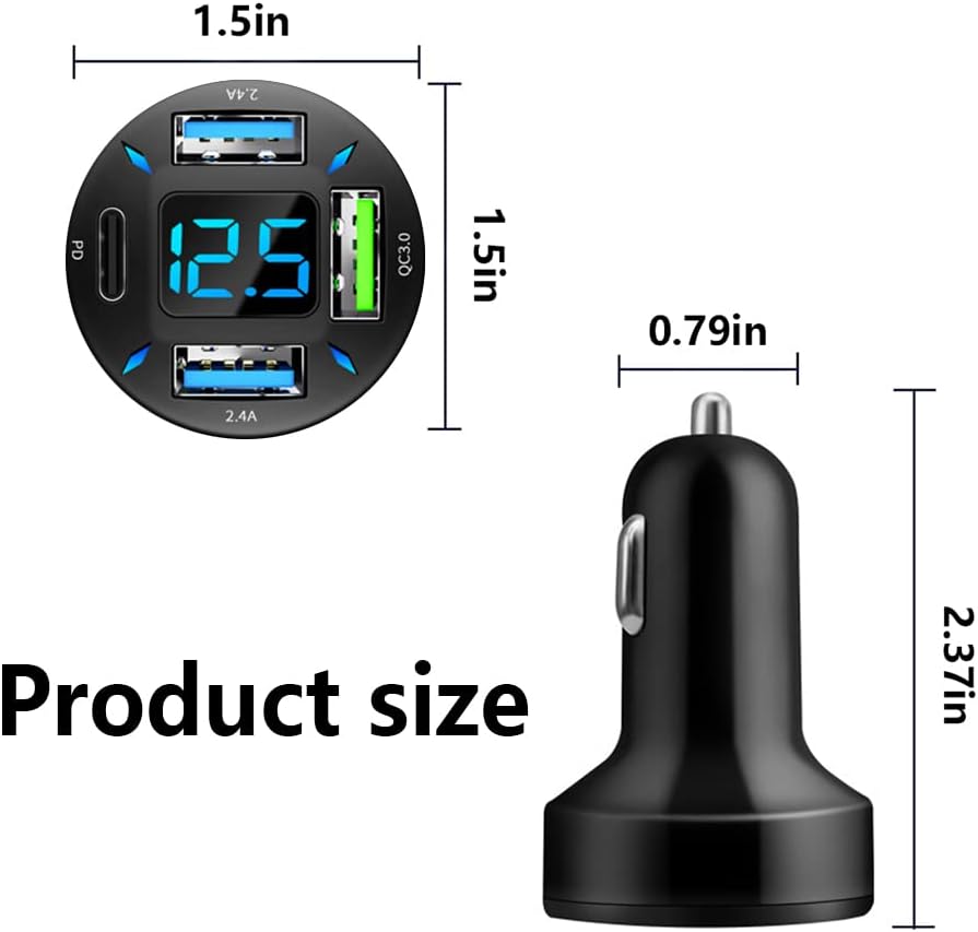 MINI Quick Charge Voltmeter & Car Cigarette Lighter CHARGER