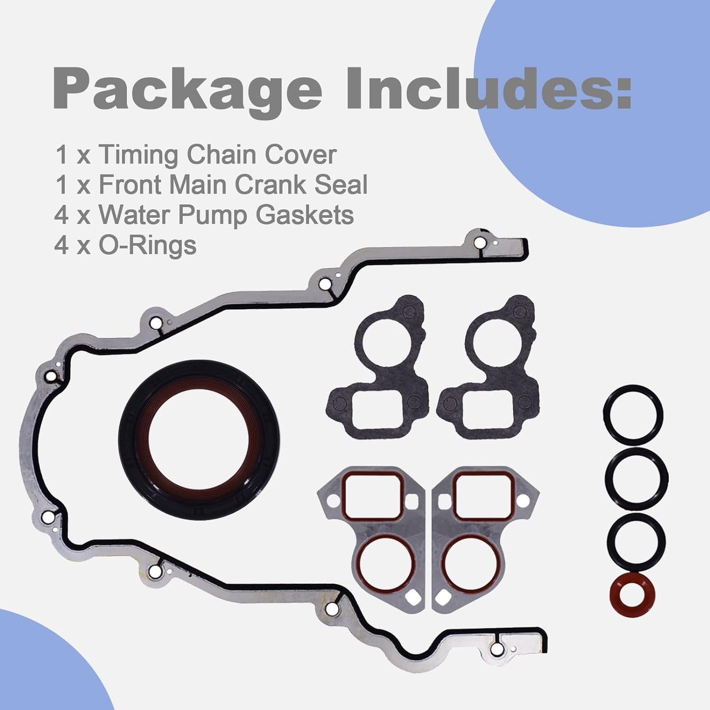 TCS45993 Timing Cover Gasket Seal Fits for GM Chevrolet LS Series LS1 LS2 LS3 LS6 LQ9 LQ4 Vortec 4.8 5.3 5.7 6.0 Water Pump Gaskets Crankshaft Seal