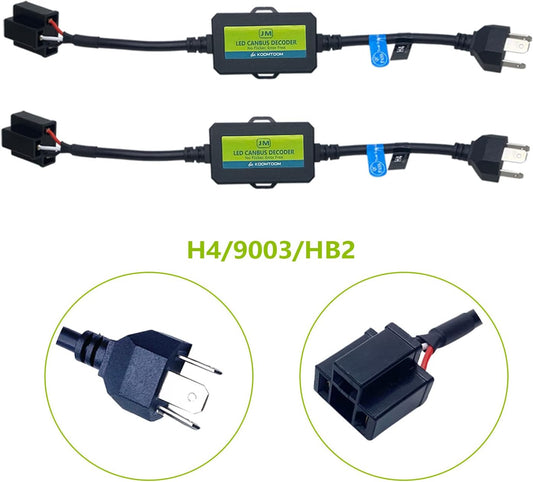 H4 HB2 9003 LED Bulb Decoder Canbus Resistor Anti-flicker Harness,Dashboard Warning Error Free EMC Canceller Decoder
