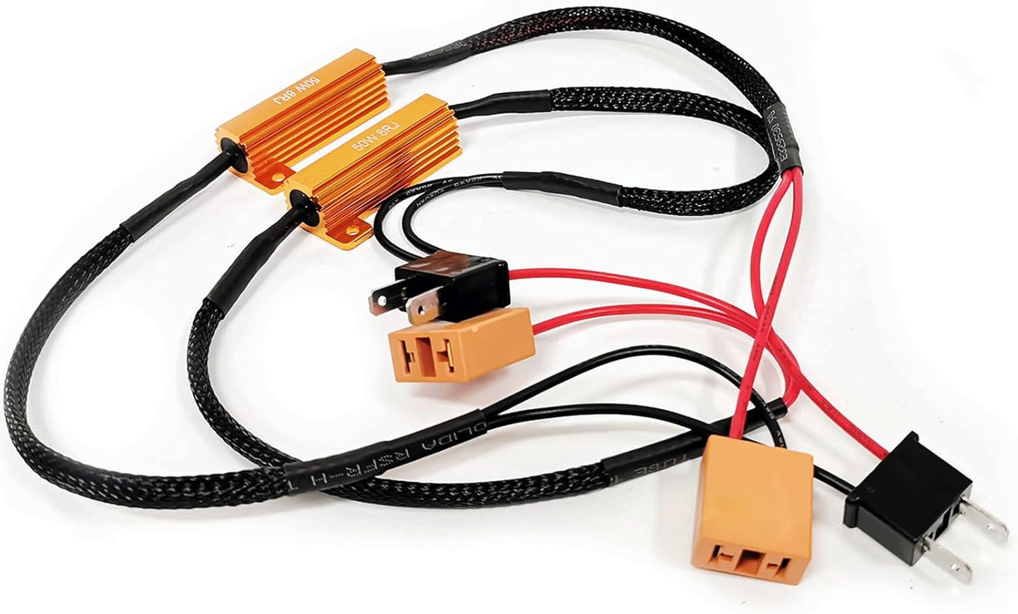 H7 LED Load Resistor Kit 50W 8ohm Headlight Bulb Relay Harness Adapter Anti Flicker Error Decoder Warning Canceller