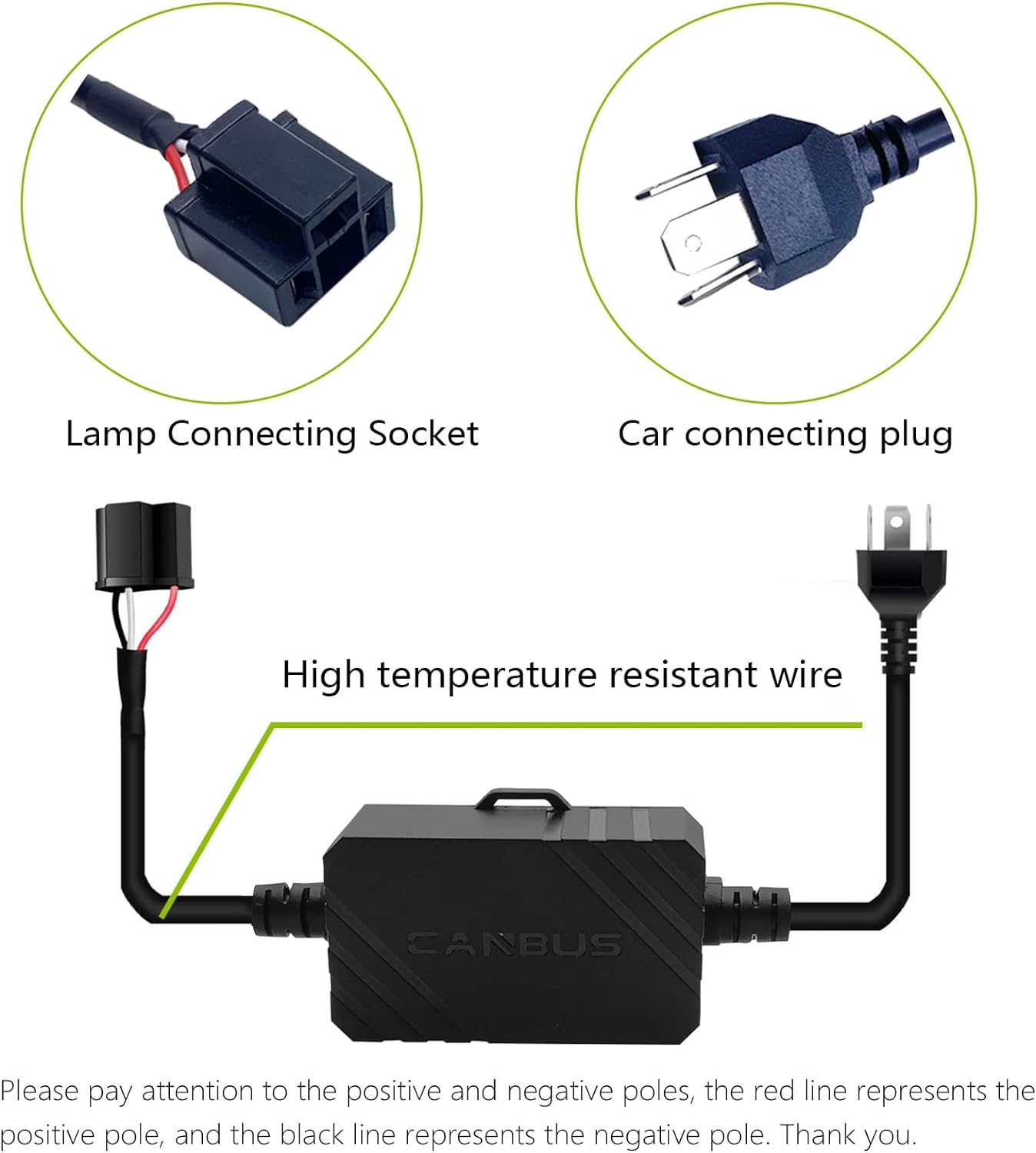 H4 HB2 9003 LED Bulb Decoder Canbus Resistor Anti-flicker Harness,Dashboard Warning Error Free EMC Canceller Decoder