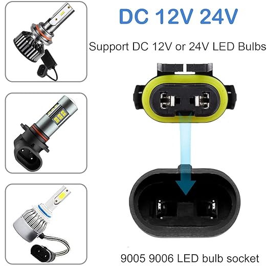 1x 9005 HB3 9006 HB4 Bulb Socket Female Adapter Wiring Harness Connector Wire for LED Headlight Fog Light Socket Adapter