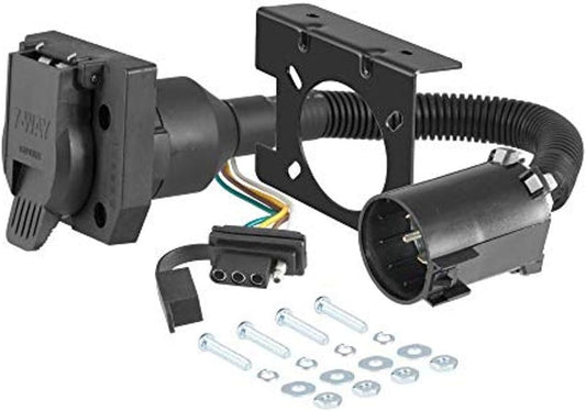 CURT 55774 Dual-Output Vehicle-Side 7-Pin, 4-Pin Connectors, Factory Tow Package and USCAR Socket Required, Black