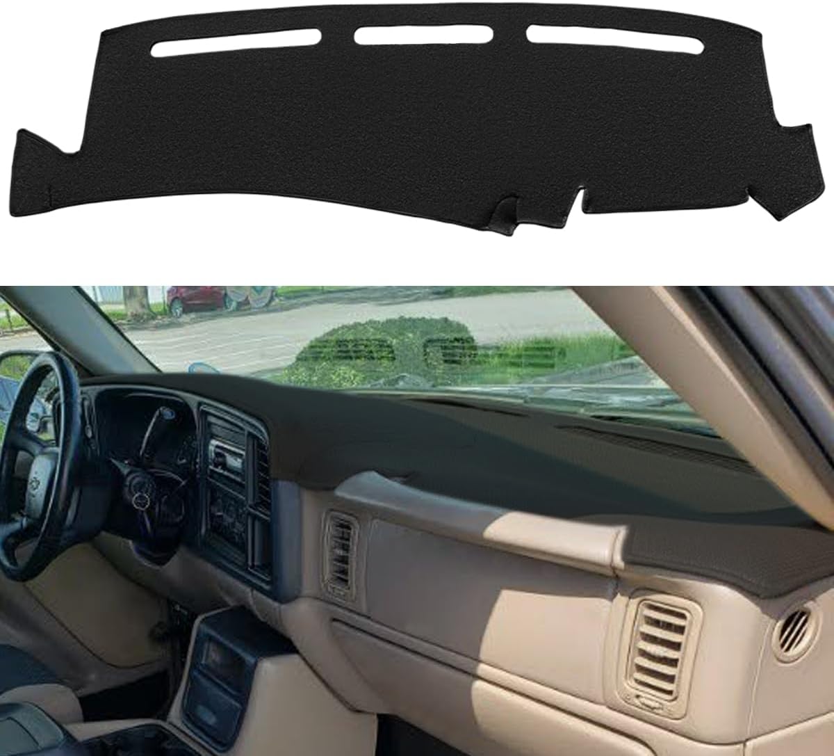 Dash Cover Custom Fit for 1999-2006 GMC Sierra/Chevy Chevrolet Silverado,2000-2006 GMC Yukon XL/Chevy Suburban Tahoe Avalanche,Dashboard Mat Pad (Black)