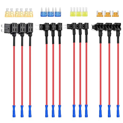 Nilight 12 Pack 12V Car Add-a-Circuit Fuse Tap