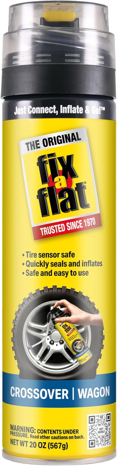 Fix-a-Flat S60430 Aerosol Emergency Flat Tire Repair and Inflator, For Large Tires, Eco-Friendly Formula, Universal Fit for all Cars and Small Trucks/SUVs, 20 oz. (Pack of 1)