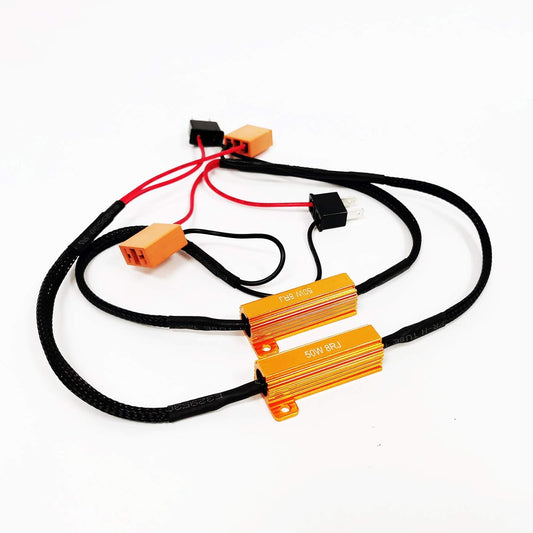 H7 LED Load Resistor Kit 50W 8ohm Headlight Bulb Relay Harness Adapter Anti Flicker Error Decoder Warning Canceller