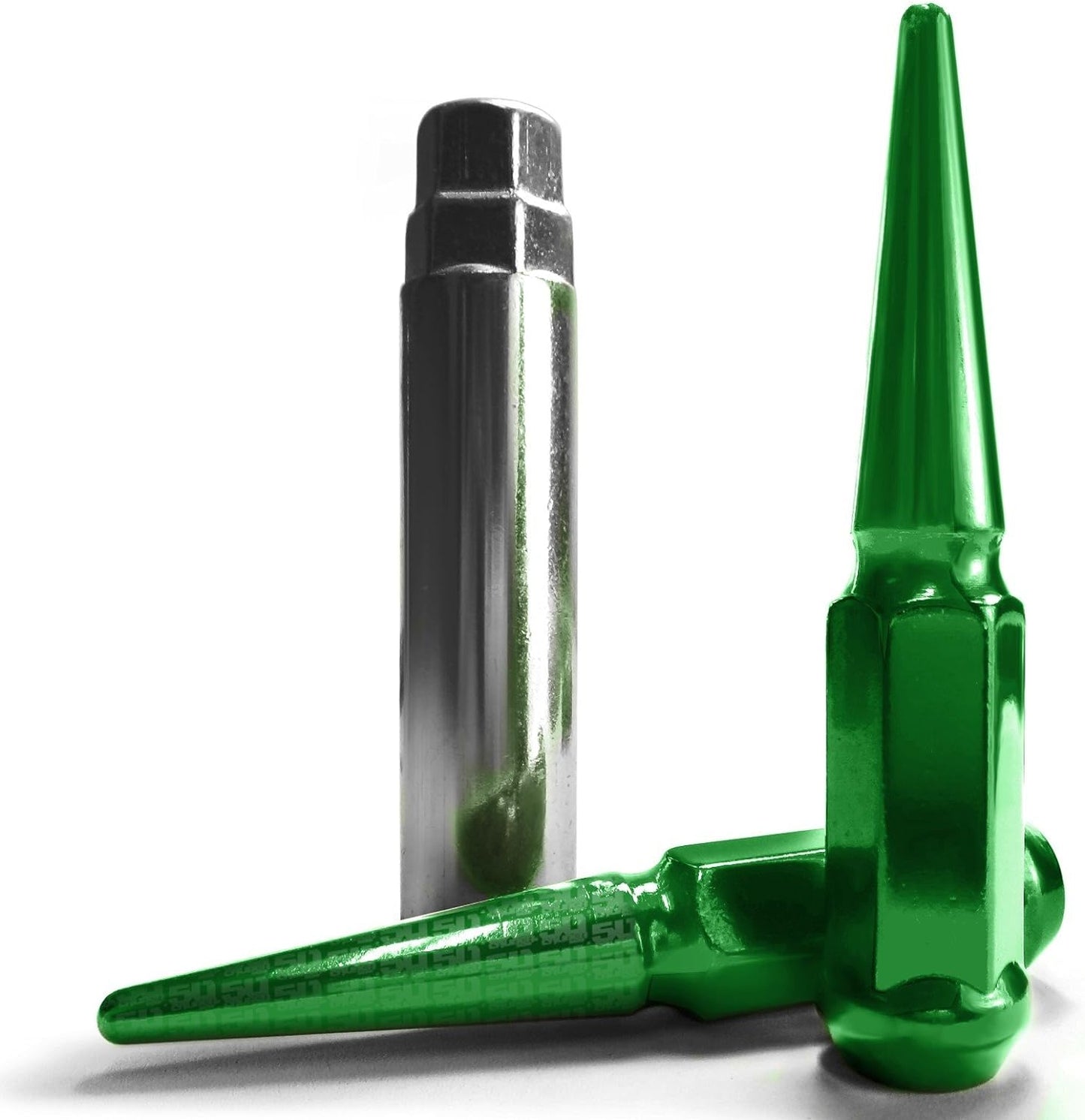 Set of 24 Green Spiked Lug Nuts - 12 x 1.25mm - Fits Kawasaki, Yamaha, Geo, Chevy, Chevrolet, Infiniti, Nissan, Subaru, Suzuki