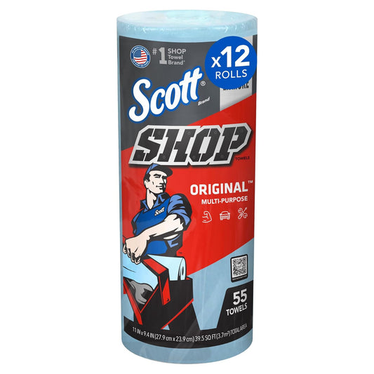 Scott Shop Towels, Standard Roll, 2/5 x 11, Blue