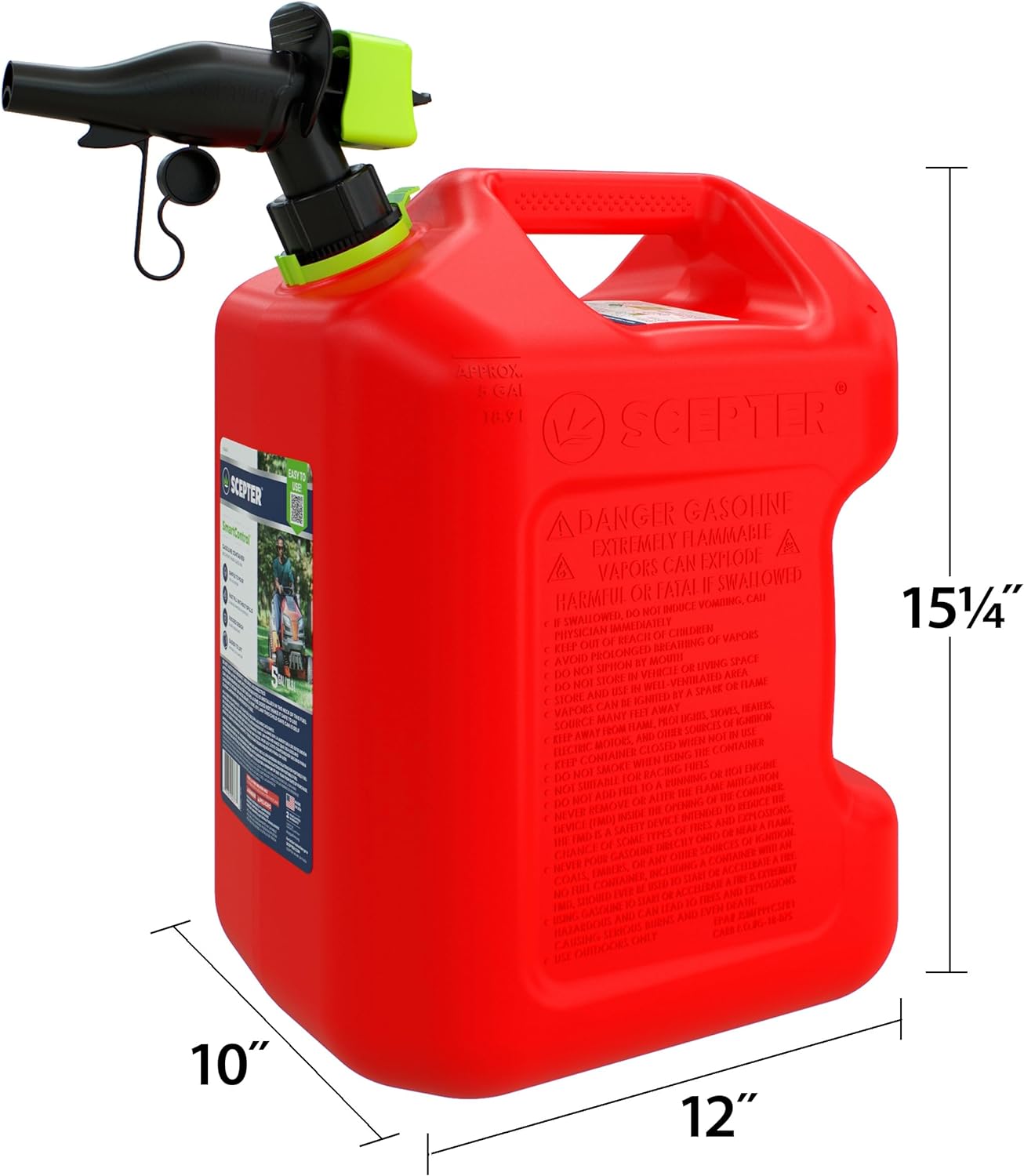 Scepter FSCG552 Fuel Container with Spill Proof SmartControl Spout with Bonus Funnel