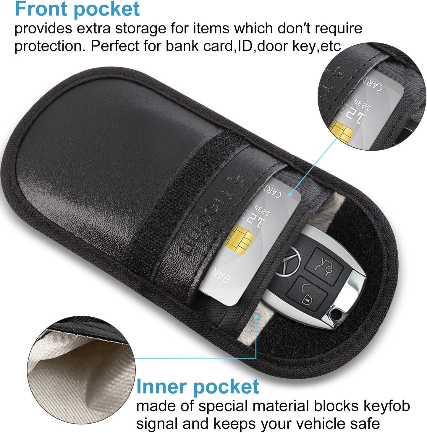 1X Bag for Key Fob Protector - Car RFID Signal Blocking, Anti-Theft Pouch, Anti-Hacking Case Blocker