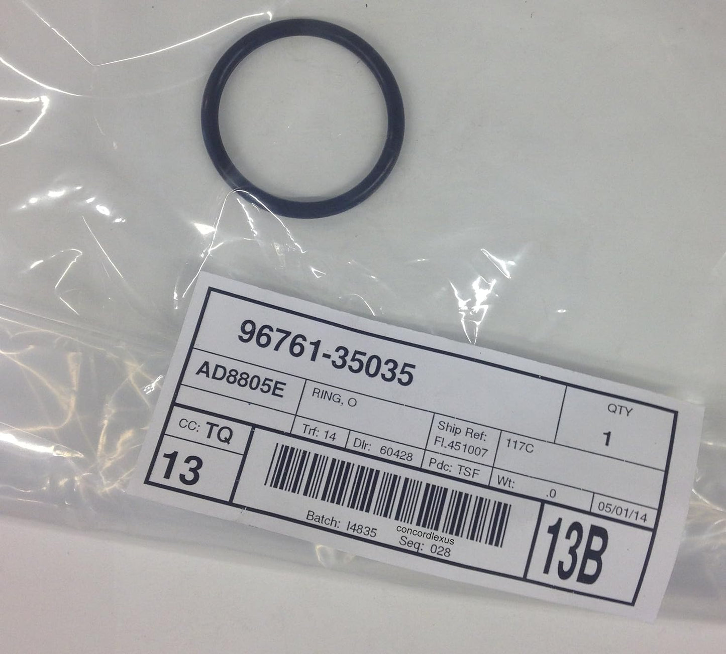 Lexus | Toyota 96761-35035, Engine Coolant Pipe O-Ring