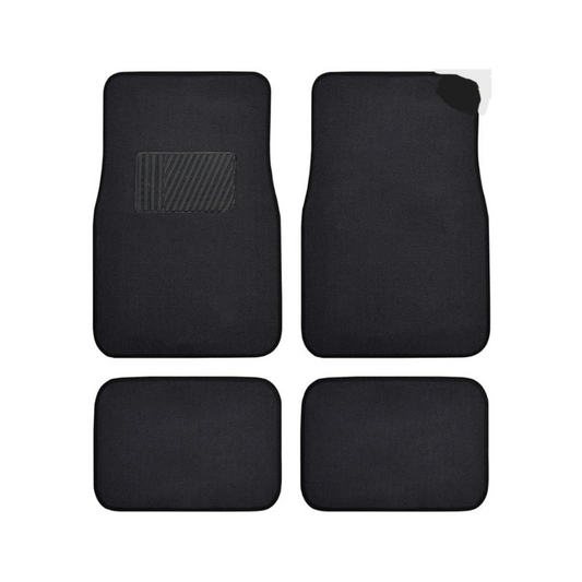 Carpet Car Floor Mats Heavy Duty Protection, 4 pcs, Smart Trim Tailor Fit, Back Secure GripClip, Full Coverage Odorless Non-Slip Car Black