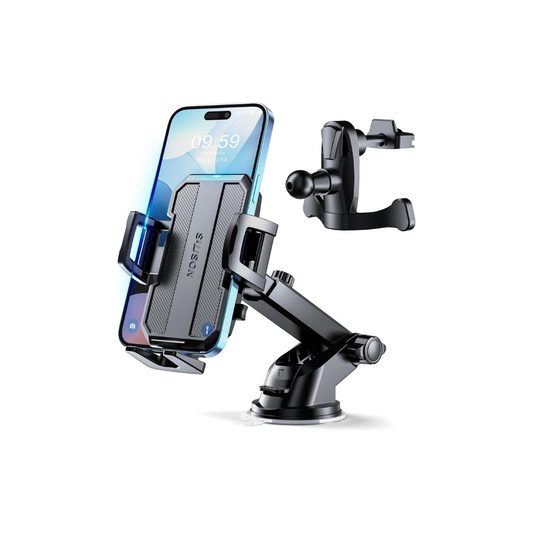 Car Phone Mount for Car Dashboard| Windshield | Air Vent | 3 in 1 Hand Free Mount for All Cell Phones (Black)