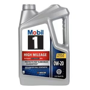 Mobil High Mileage Full Synthetic Engine Oil 0W-20 5 Quart
