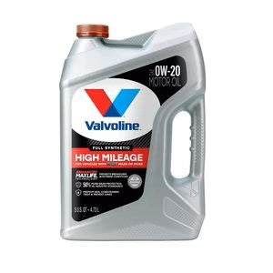 Valvoline High Mileage Full Synthetic Engine Oil 0W-20 5 Quart