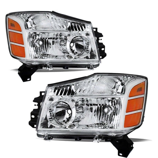 RASE Tire and Auto LLC 04-15 Nissan Titan/04 05 06 07 Armada Chrome Housing Headlights Pair