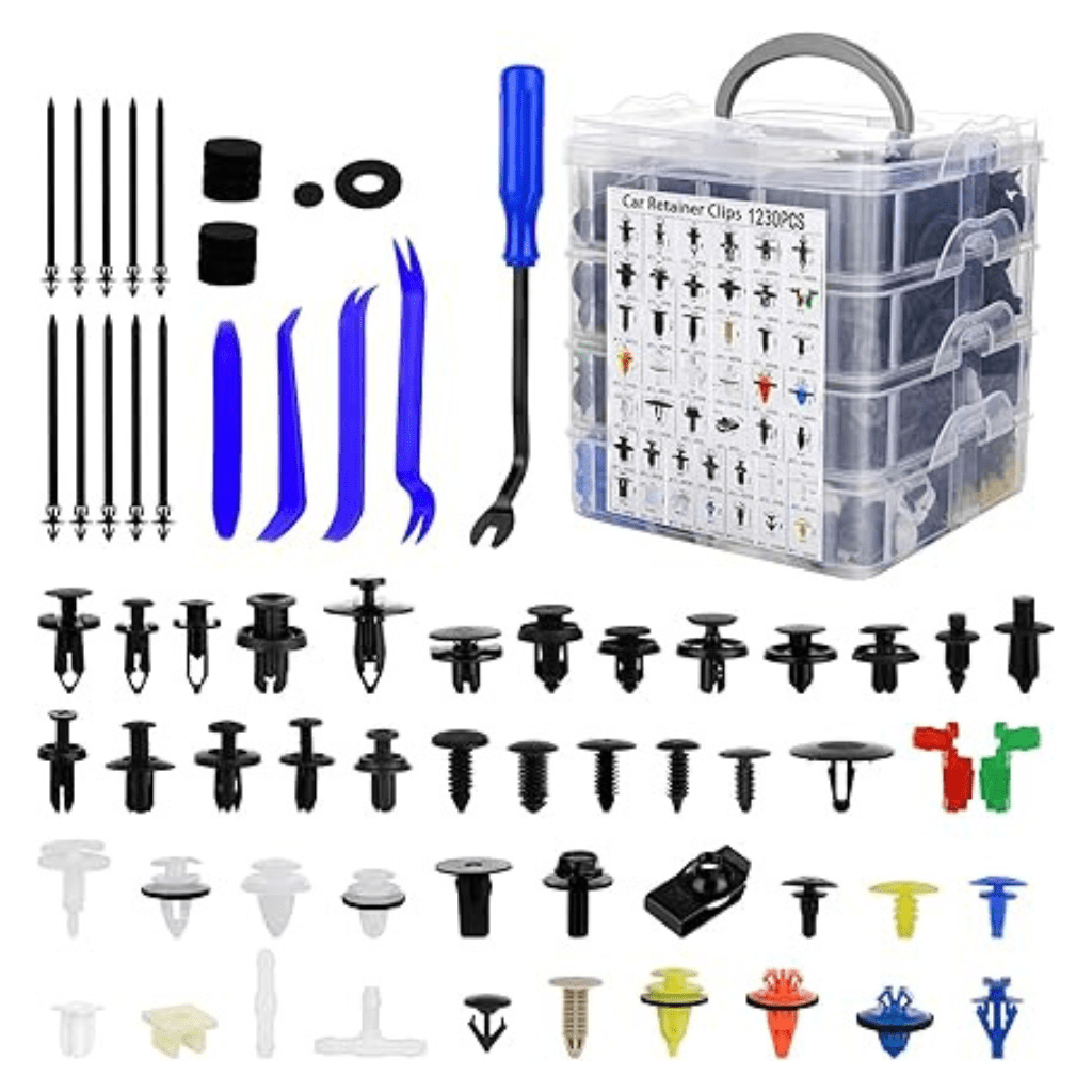 RASE Tire and Auto LLC  1365 pieces of durable nylon push retainer clips, covering 44 of the most popular sizes for automotive use.