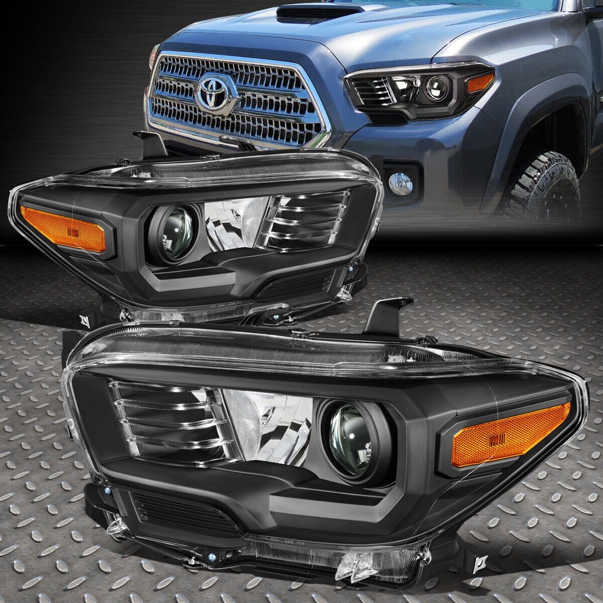 RASE Tire and Auto LLC 16-20 TOYOTA TACOMA BLACK HOUSING AMBER CORNER PROJECTOR HEADLIGHT HEADLAMP