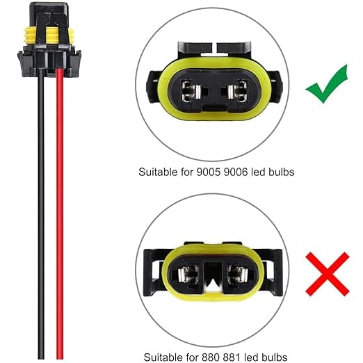 RASE Tire and Auto LLC 1x 9005 HB3 9006 HB4 Bulb Socket Female Adapter Wiring Harness Connector Wire for LED Headlight Fog Light Socket Adapter