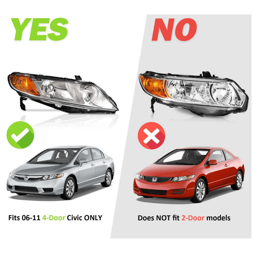 RASE Tire and Auto LLC  2006-2011 Honda Civic 4-Door models Headlights