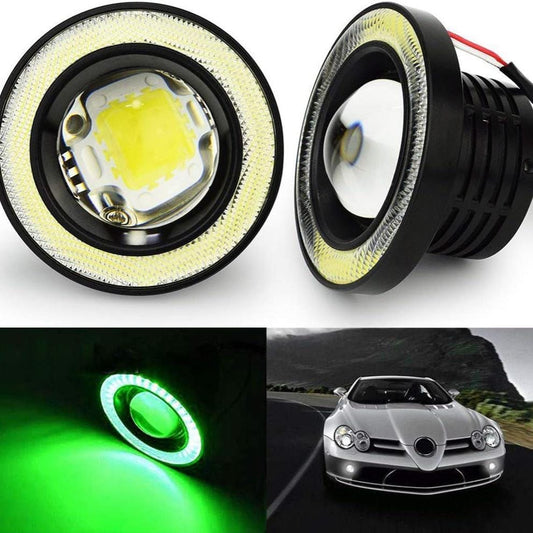 RASE Tire and Auto LLC 2X 2.5'' Green Angel Eyes Halo Car Fog Lights Lamp Projector DRL COB LED Bulbs