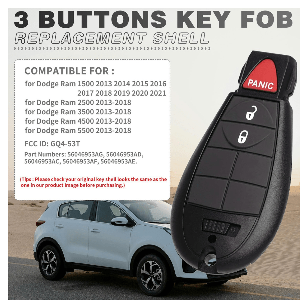 RASE Tire and Auto LLC 3 Button Keyless Entry Remote Key Fob 2013-21 Dodge Ram 1500 |  2013-2018 Ram 3500, 4500, 5500
