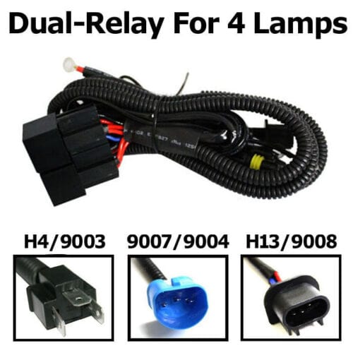 RASE Tire and Auto LLC 35W 55W Xenon Headlamp Kit Dual-Relay Wiring Harness for Hi/Lo Headlight Fog DRL